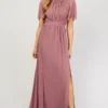 Little Mistress Mauve Angel Sleeve Maxi Dress