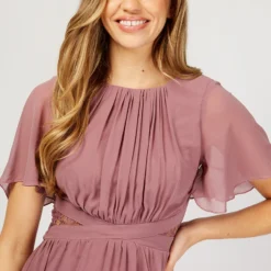 Little Mistress Mauve Angel Sleeve Maxi Dress -Starlit Dress Sales U19809D2A 2