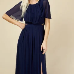 Little Mistress Navy Angel Sleeve Maxi Dress -Starlit Dress Sales U19809D3A 2