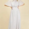 Little Mistress Kirsty Ice Grey Angel Wing Maxi Dress