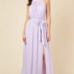 Little Mistress Lilac Halterneck Maxi Dress