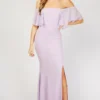 Little Mistress Lilac Bardot Maxi Bridesmaid Dress
