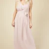 Little Mistress Blush Tie Waist Maxi Dress