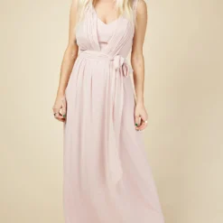 Little Mistress Blush Tie Waist Maxi Dress