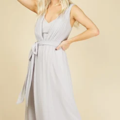 Little Mistress Amanda Ice Grey Tie Waist Maxi Dress -Starlit Dress Sales U19820D2A 2