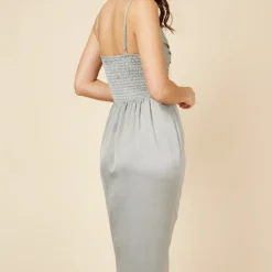 Little Mistress Satin Mock Wrap Sage Midi Dress -Starlit Dress Sales U19821R1A 4