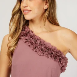 Little Mistress Mauve One-Shoulder Corsage Maxi Dress -Starlit Dress Sales U19822D2A 3