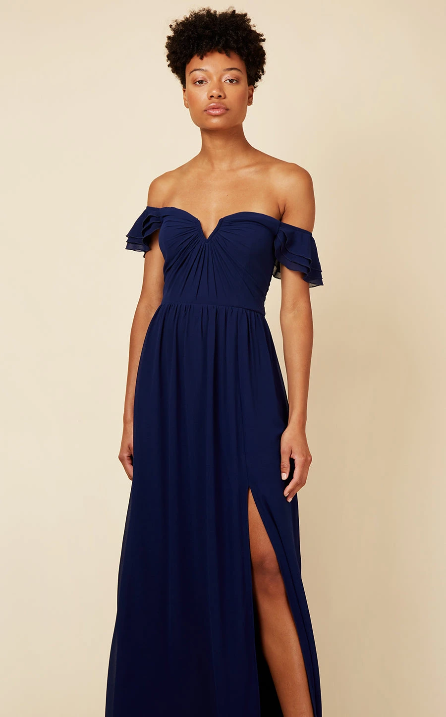 Little Mistress Navy Bardot Draped Sleeve Maxi Dress 2 Little Mistress Navy Bardot Draped Sleeve Maxi Dress - Image 2