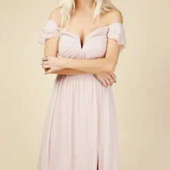 Little Mistress Russo Blush Bardot Draped Sleeve Maxi Dress -Starlit Dress Sales U19823D3A 2