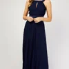 Little Mistress Bella Navy Pleated Maxi Dress