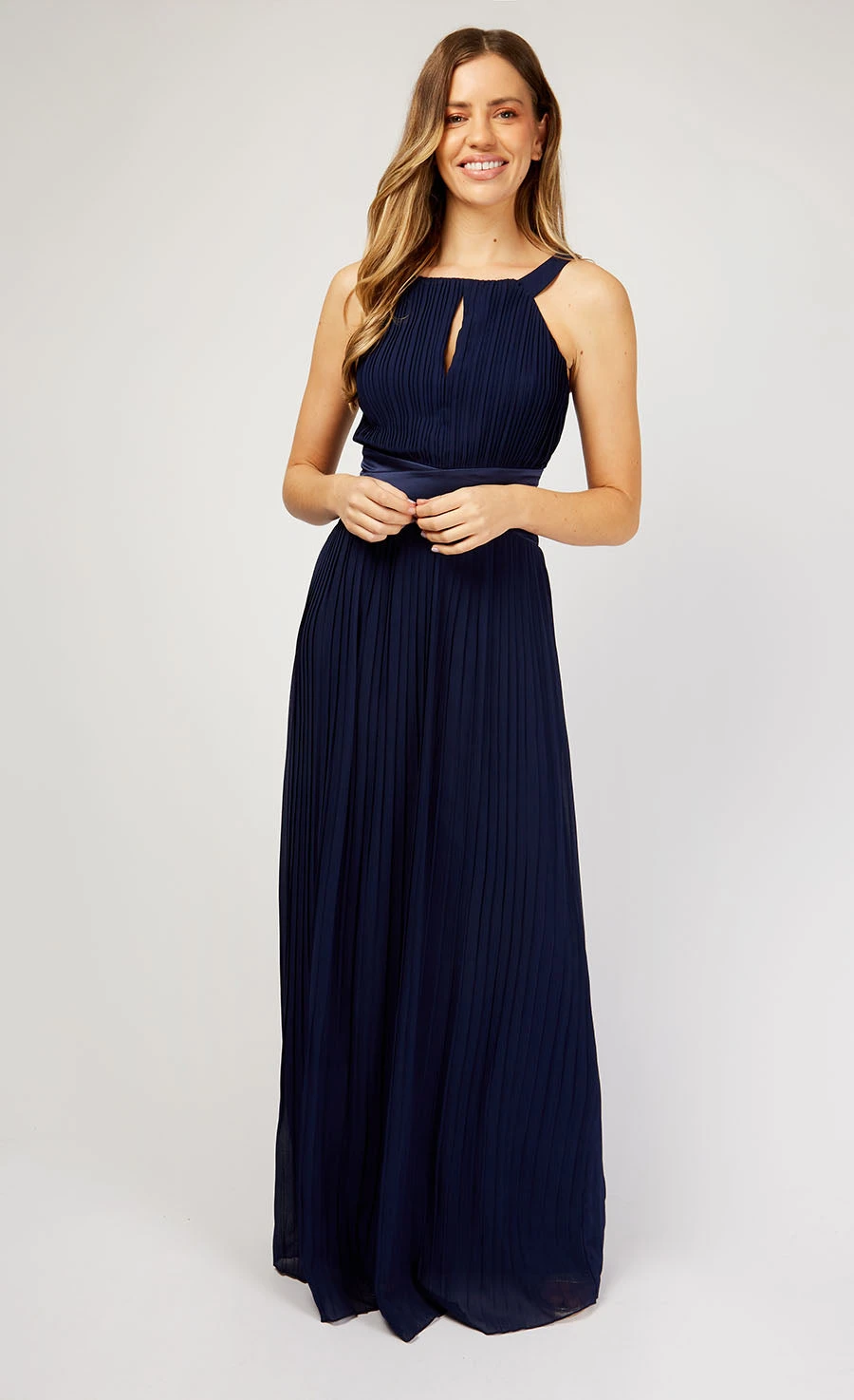 Little Mistress Bella Navy Pleated Maxi Dress 1 Little Mistress Bella Navy Pleated Maxi Dress