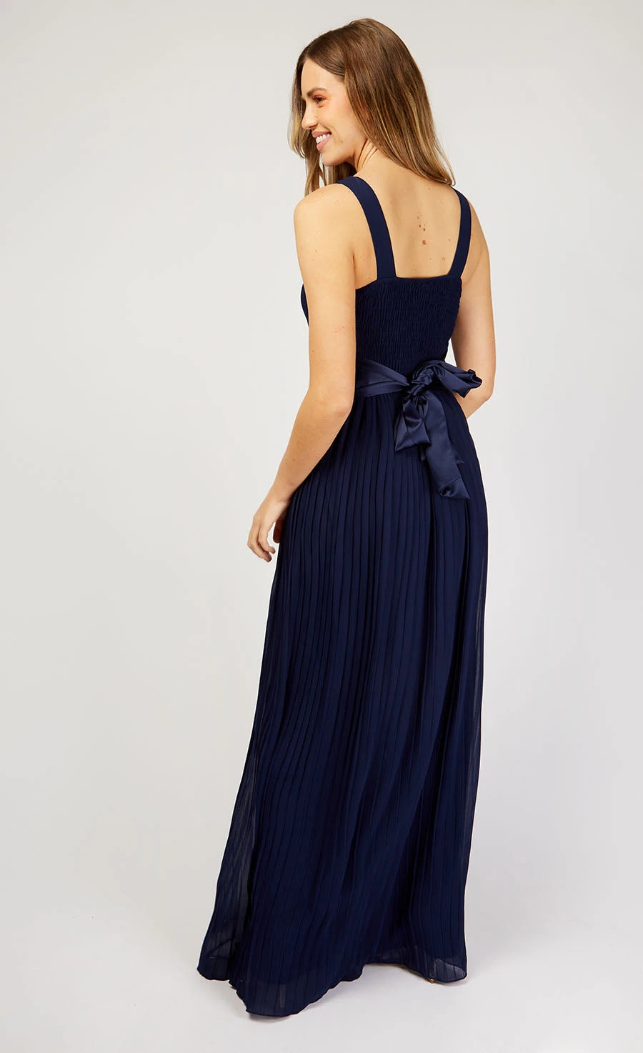 Little Mistress Bella Navy Pleated Maxi Dress 4 Little Mistress Bella Navy Pleated Maxi Dress - Image 4