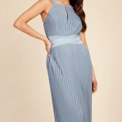 Little Mistress Alexa Dusty Blue Pleated Maxi Dress -Starlit Dress Sales U19825D9A 2