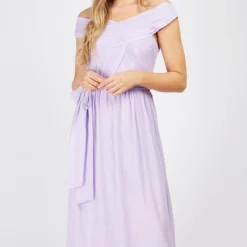 Little Mistress Lilac Crossover Bardot Maxi Dress -Starlit Dress Sales U19826D1A 2 1