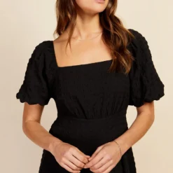 Little Mistress Black Texture Puff Sleeve Midaxi Dress By Vogue Williams -Starlit Dress Sales U33117R1A 3