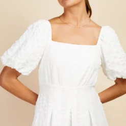 Little Mistress White Texture Puff Sleeve Midaxi Dress By Vogue Williams -Starlit Dress Sales U33117R2A 3 scaled