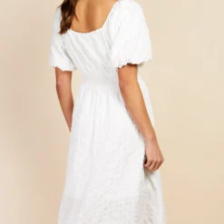 Little Mistress White Texture Puff Sleeve Midaxi Dress By Vogue Williams -Starlit Dress Sales U33117R2A 4 scaled