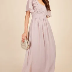 Little Mistress Penny Mink Angel Sleeve Maxi Dress