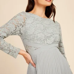 Little Mistress Selina Sage Lace Pleated Maxi Dress -Starlit Dress Sales U33306D1A 3