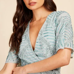 Little Mistress Jodie Sage Embellished Wrap Maxi Dress 6 Little Mistress Jodie Sage Embellished Wrap Maxi Dress -Starlit Dress Sales U33480D1A 3