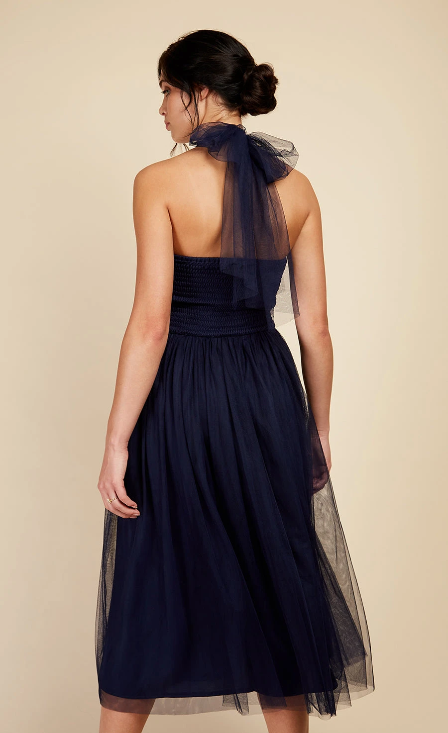Little Mistress Navy Tulle Halter Midi Dress 2 Little Mistress Navy Tulle Halter Midi Dress - Image 2