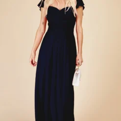 Little Mistress Navy Embellished Sleeve Maxi Dress -Starlit Dress Sales U33593D2A 1