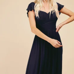 Little Mistress Navy Embellished Sleeve Maxi Dress -Starlit Dress Sales U33593D2A 2