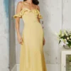 Little Mistress Yellow Frill Cold-Shoulder Maxi Dress