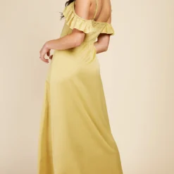 Little Mistress Yellow Frill Cold-Shoulder Maxi Dress 9 Little Mistress Yellow Frill Cold-Shoulder Maxi Dress -Starlit Dress Sales U33596D1A 4