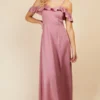 Little Mistress Rose Quartz Frill Cold-Shoulder Maxi Dress