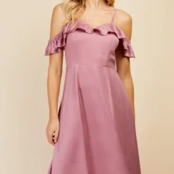 Little Mistress Rose Quartz Frill Cold-Shoulder Maxi Dress -Starlit Dress Sales U33596D2A 2