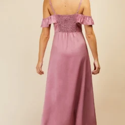 Little Mistress Rose Quartz Frill Cold-Shoulder Maxi Dress -Starlit Dress Sales U33596D2A 4