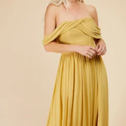Little Mistress Yellow Draped Sleeve Maxi Dress -Starlit Dress Sales U33603D1A 2 1