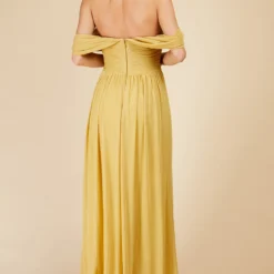 Little Mistress Yellow Draped Sleeve Maxi Dress -Starlit Dress Sales U33603D1A 4 1