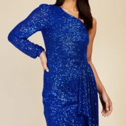 Little Mistress Blue Sequin One-Shoulder Mini Dress -Starlit Dress Sales U34282B1A 2
