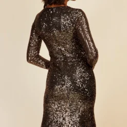 Little Mistress Black And Gold Sequin Crossover Midi Dress -Starlit Dress Sales U34285C1A 4
