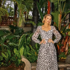 Little Mistress Leopard Print Sweetheart Neckline Midaxi Dress By Vogue Williams