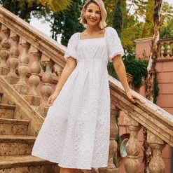 Little Mistress White Texture Puff Sleeve Midaxi Dress By Vogue Williams